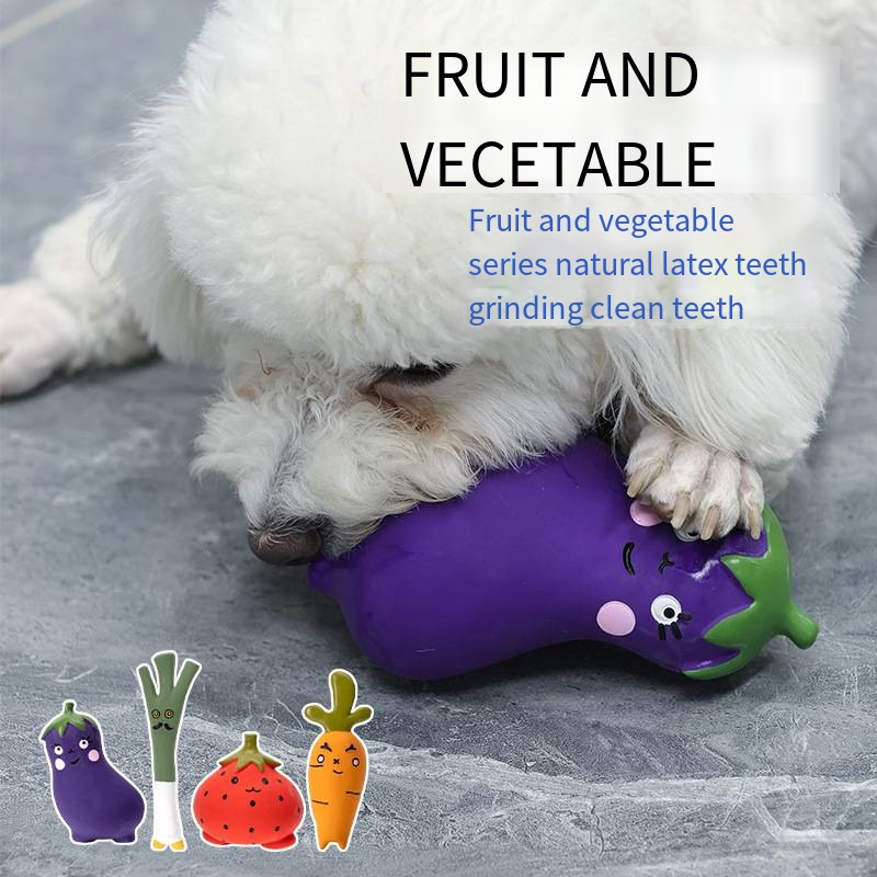 Latex fruit and vegetable series sound biting pet toys