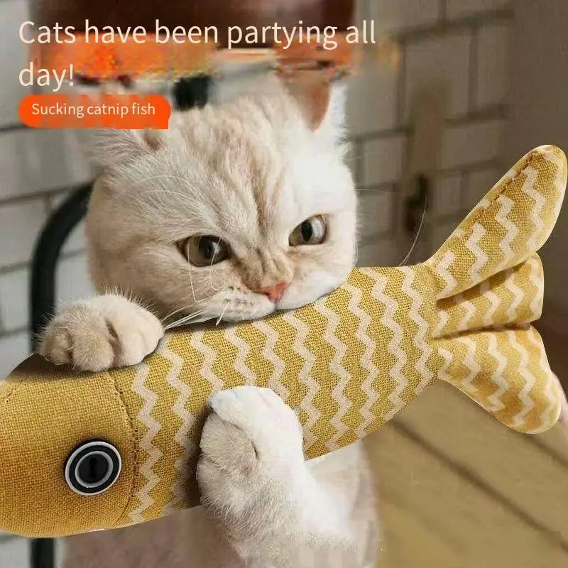 Pet cat toy Fun cat Sackcloth fish self hi cat toy containing catnip doll