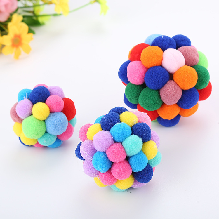 Pet Toys Cat Provisions Handmade Colorful Balls Built-in