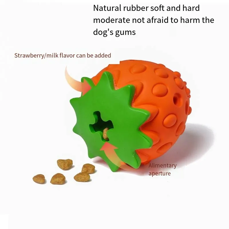 Strawberry-shaped pet chew tooth puzzle rubber leaky toy