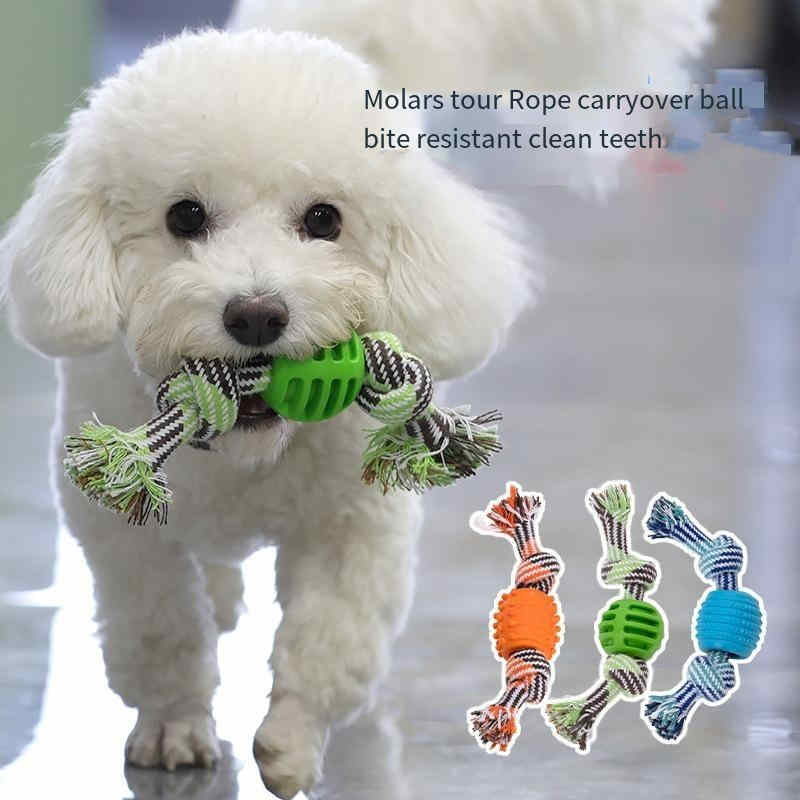 TPR cotton rope combined with nibbling clean massage mouth dog toy