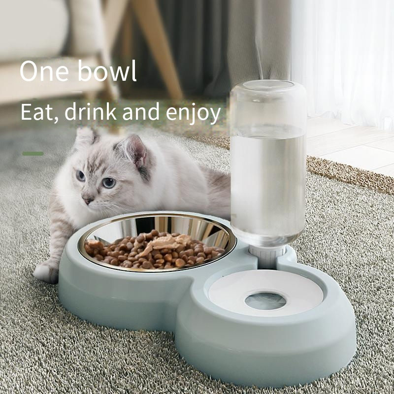 Two bowls Feeding water Ceramic bowl anti-upset neck guard cat bowl