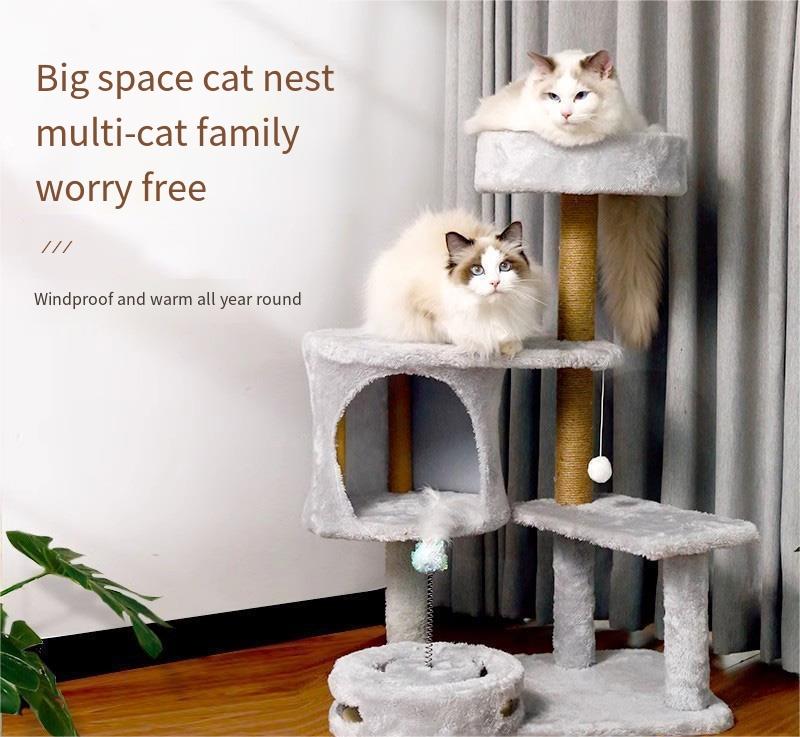 Warm enclosed double storey cat house and cat climbing frame