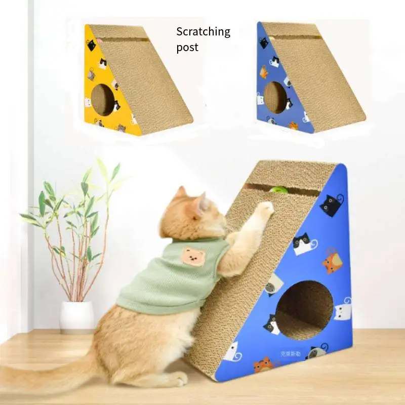 Wear-resistant claw no crumbs triangular cat scratching board cat toy