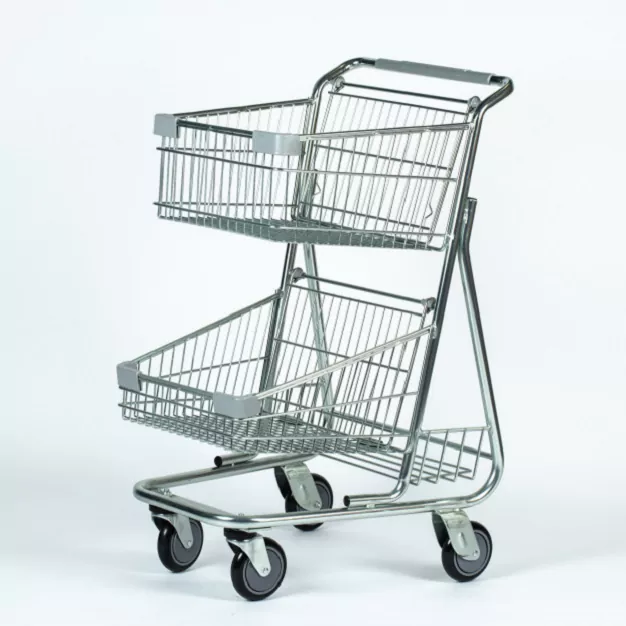 Double Layer Shopping Basket Trolley