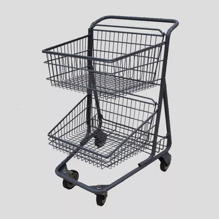 Double Layer Shopping Basket Trolley