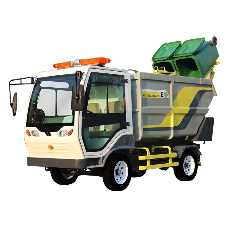Electric self loading and unloading garbage truck