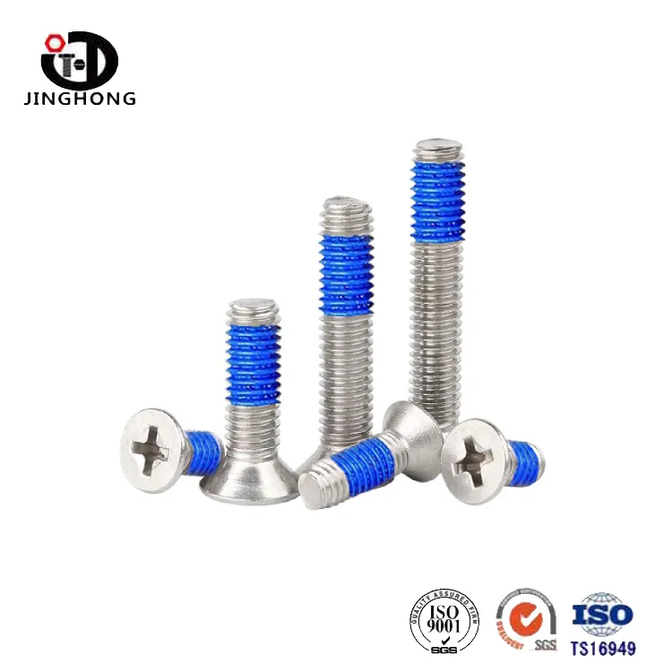 Blue Red Nylon Patch Countersunk Screw
