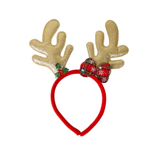 Christmas Headbands - Gold Glittered Antlers with Bow