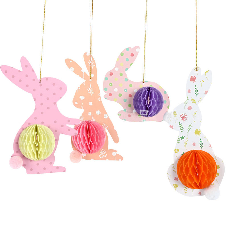 Easter Spring Party Paper Bunny with Honeycomb Balls