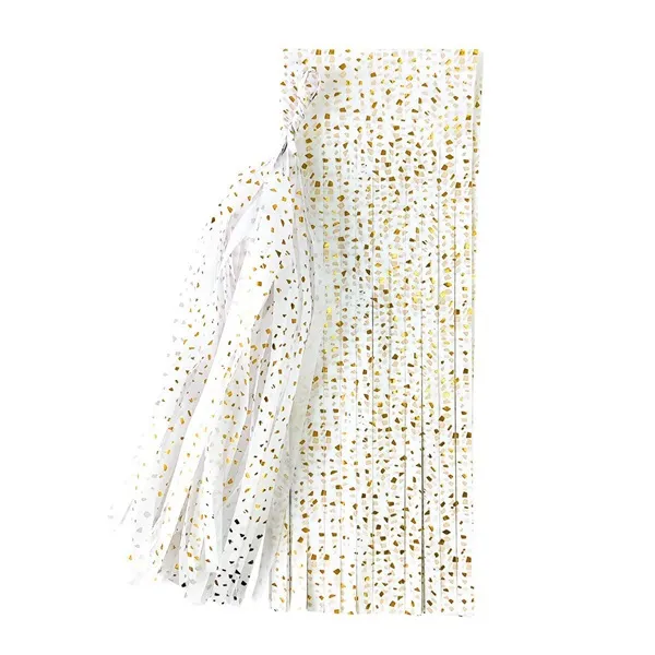 Gold Printed Stamped Tassel Sheet -Cream