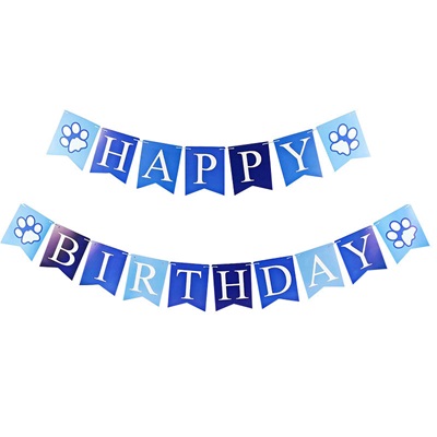 Happy Birthday Paw Banners for Pet Kittens and Dogs Birthday Buntings