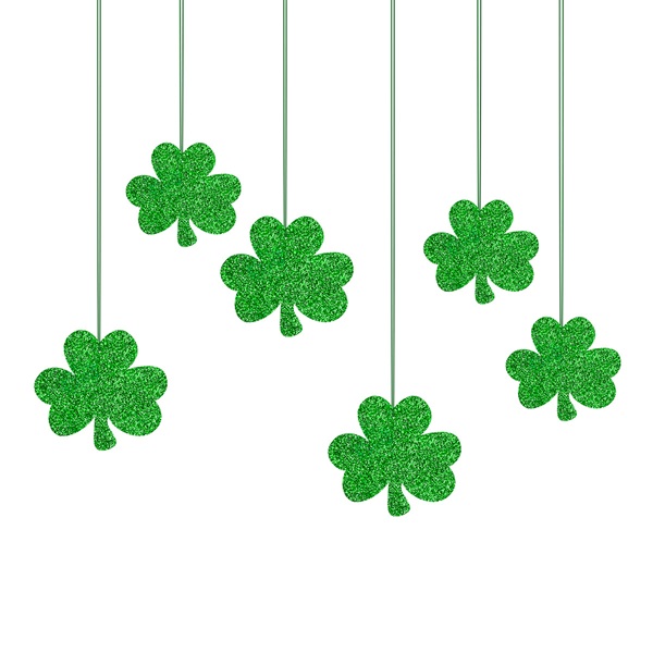 St Patrick's Day Glittered Hanging Shamrock Decorations