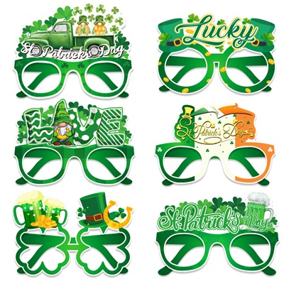 Wholesale St Patrick's Day Glittered Foled Green Glasses Photo Props