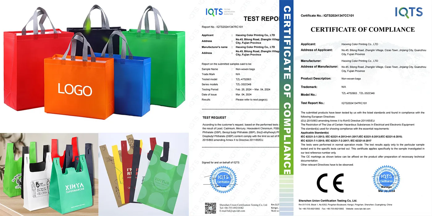 Non-woven Shopping Bags Få CE- och ROHS-certifiering