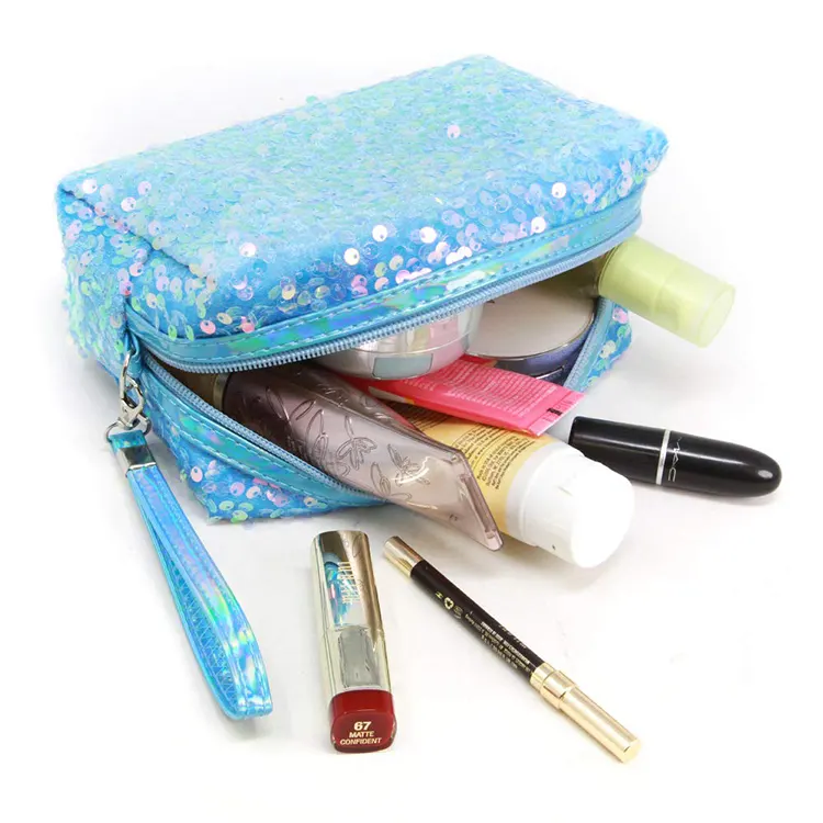 Trousse à maquillage en PVC pailleté