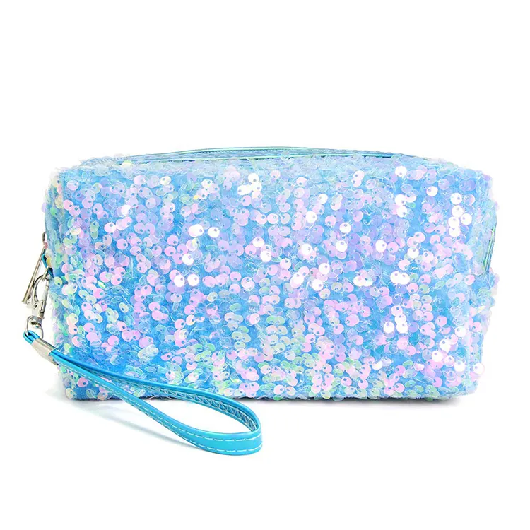 Borsa con cerniera cosmetica in PVC glitterato