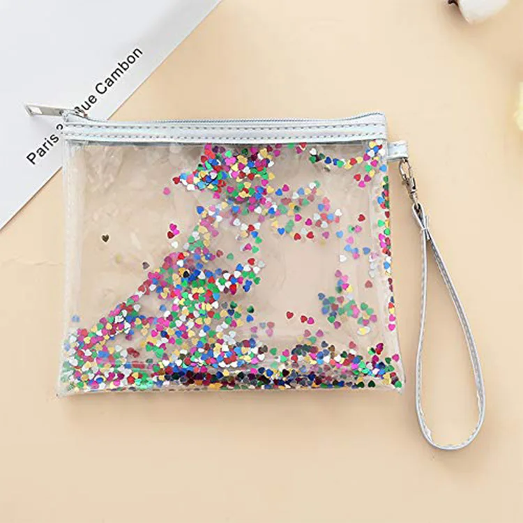 Mini bolso cosmético de PVC con purpurina