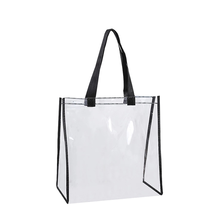 PVC transparent shopping bag with black handles