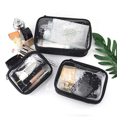 travel makeup pouch clear cosmetic case bag with zipper