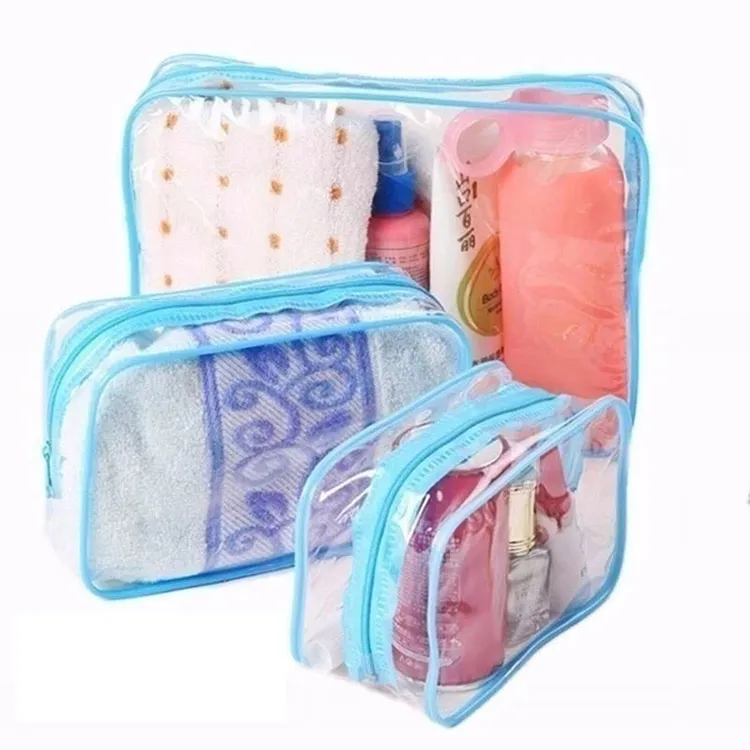 Sacs de toilette cosmétiques imperméables transparents de PVC de poche de fermeture éclair de femmes