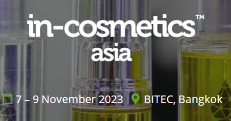 A In-cosmetics Asia será realizada de 7 a 9 de novembro de 2023 no BITEC International