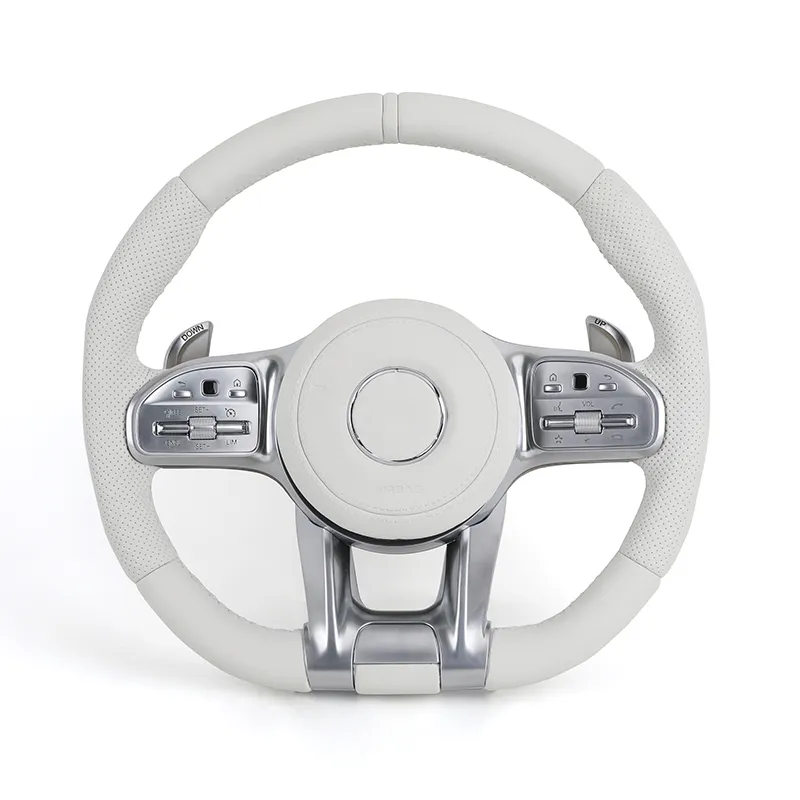 White Leather Steering Wheel for Mercedes GL X166 W205 W211 E63 AMG