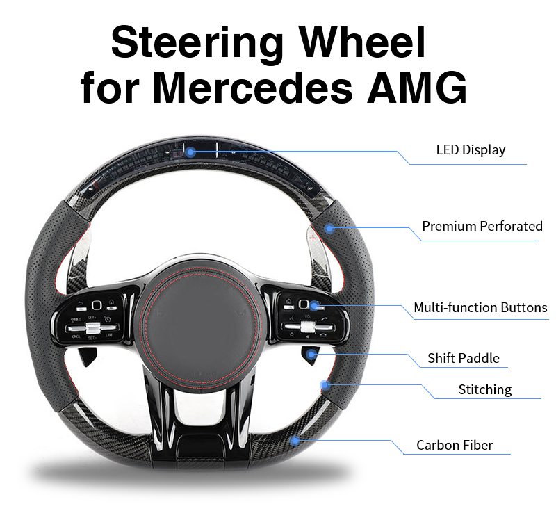 The Mercedes AMG Steering Wheel integrates advanced technology for a superior driving experience.