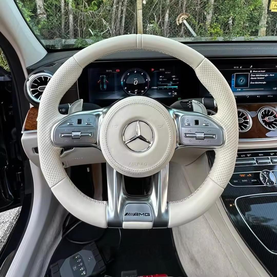 Custom Volant Lenkrad White Color Leather Steering Wheel for Mercedes Benz GL X166 GLB X247 W204 W205 W206 W207 W211 E63 AMG