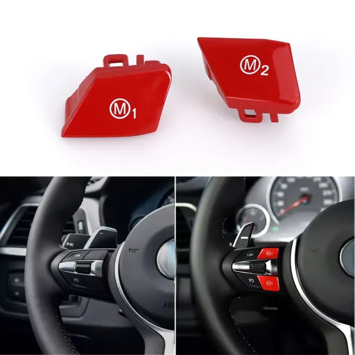 Jeu de boutons de volant M Sport rouge M1 M2 pour BMW série F