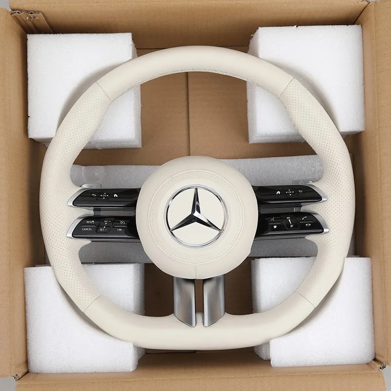 Vit läderratt till Mercedes W223 C217 W213 W205 AMG