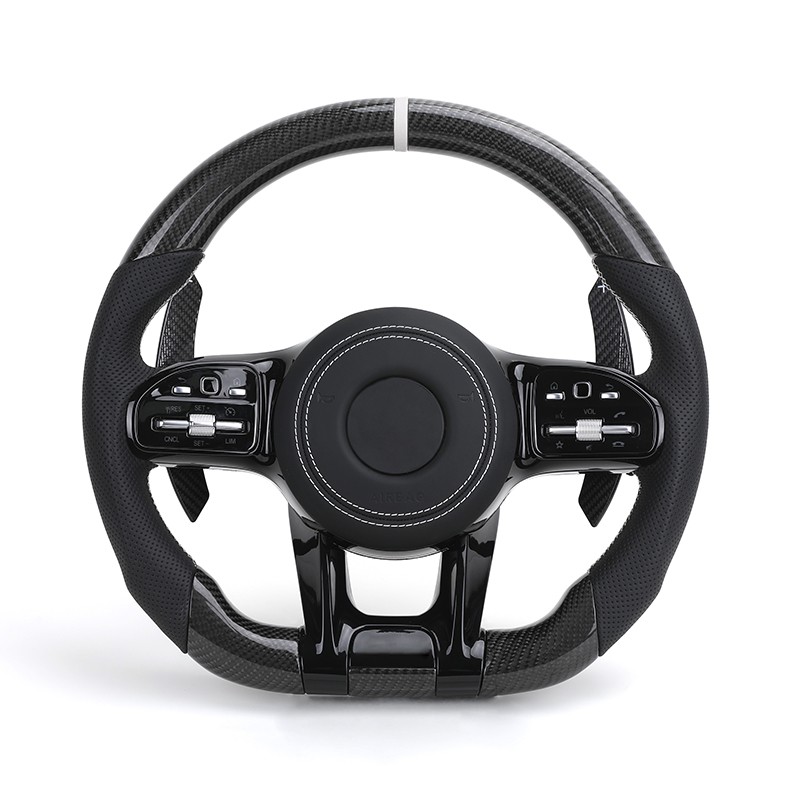 With Glossy Black Trim Carbon Fiber Steering Wheel for Mercedes Benz W205 W207 W211 G63 AMG