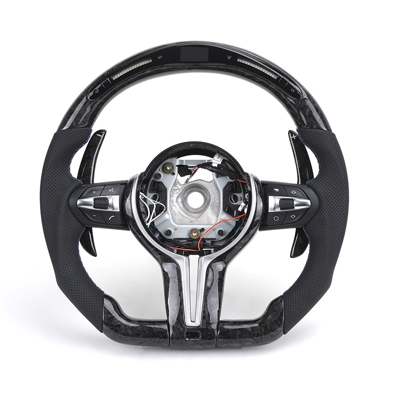 With LED M Sport Forged Carbon Steering Wheel for BMW E Series E60 E90 E92 E81 E82 E87 E88 E84 E70 E71