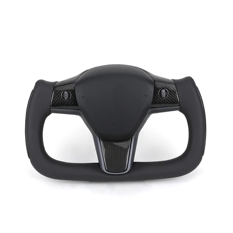 Side Carbon Trim Yoke Leather Steering Wheel for Tesla Model 3