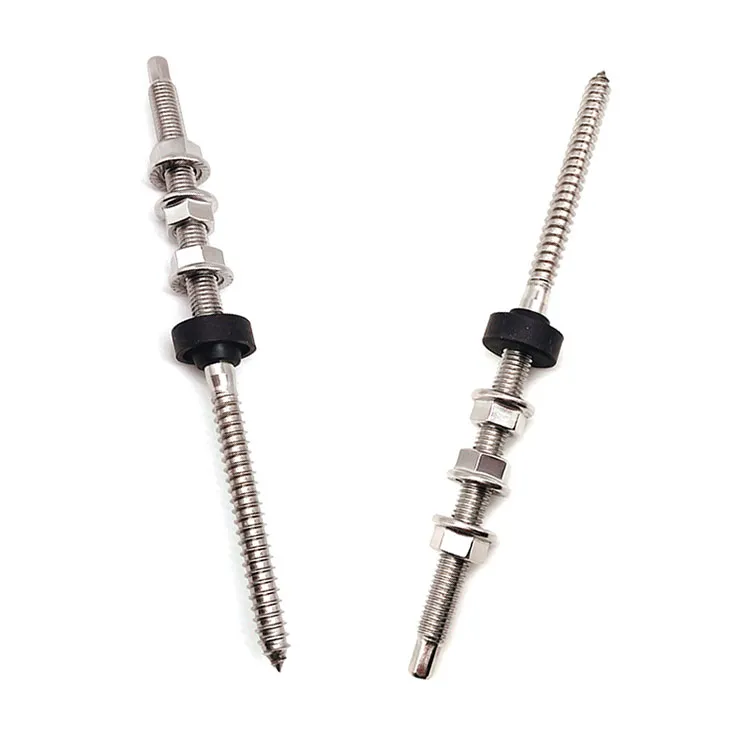 A2 A4 M12 150mm / 180mm ການຕິດຕັ້ງ Dowel Screw / Hanger Bolts ດ້ວຍສາມ Flange ແກ່ນສໍາລັບແສງຕາເວັນ