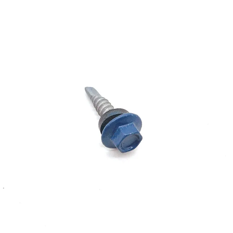 Carbon Steel Blue Paint Hex Flange Head Short Drilling Screw na may EPDM Washer