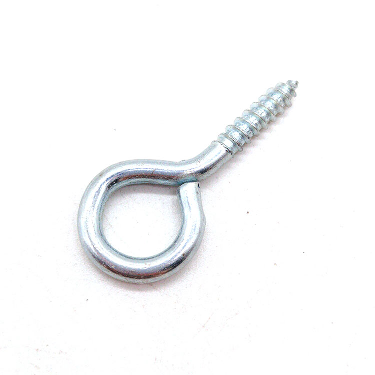Carbon Steel Blue White Zinc Coated Self Tapping Eye Hook Screw with Wood Thread - 0