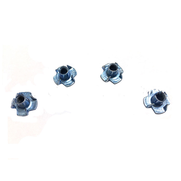 M6 Carbon Steel White Blue Zinc Plated Tee Nut Four Claws Nut - 1