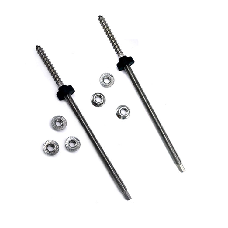 SUS304 Carbon Steel /Stainless Steel Double Threaded Wood Screws Hanger Bolts para sa Solar Panel System