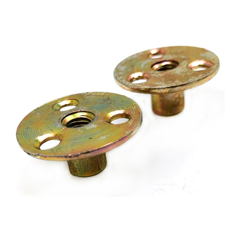 Yellow Zinc Plated Blind Rivets Nuts With Three Hole / Round Base M10 T Type Tee Nut - 0