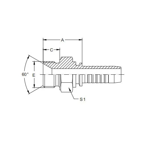 10611-Metric Nam Sử dụng đôi cho ghế hình nón 60° hoặc con dấu ngoại quan