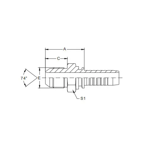 10711-metrisk hane 74° kon