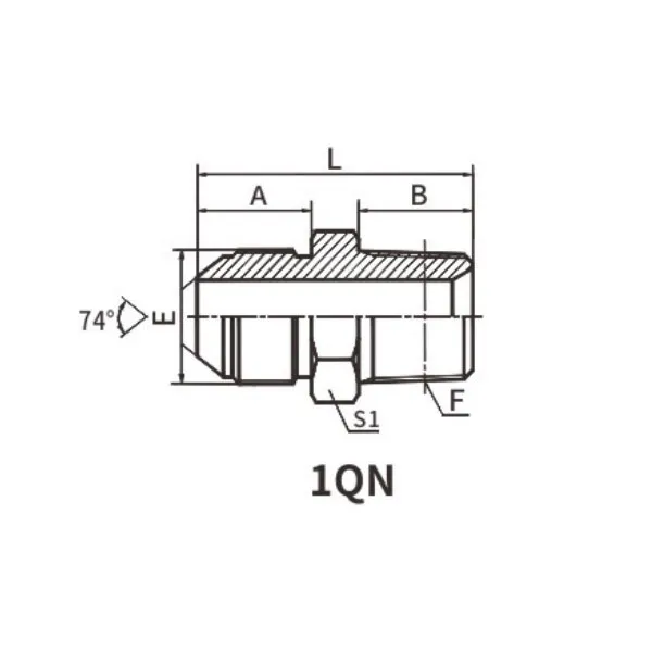 1QN metrisk hane 74° kon/NPT hane