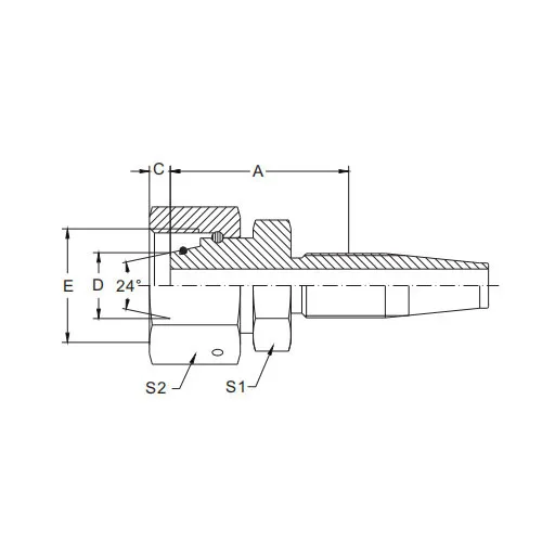 20518d-Metric naaras 24° kartio O-rengas H.t. Irrotettava letkuliitin