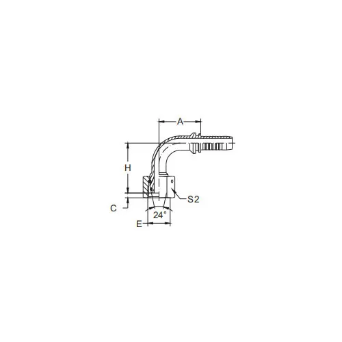 20591-90°Metrisch Innengewinde 24°Kegel O-Ring H.T.