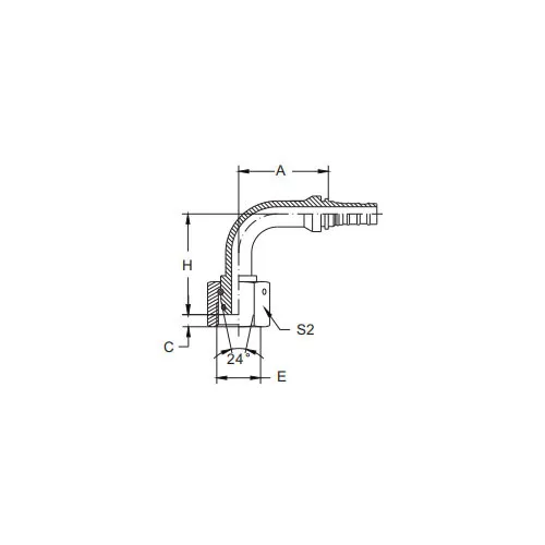 20593-90° Metric Naaras 24° Kartio O-rengas H.t. Lukitus