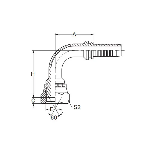 22691-90° BSP メス 60° コーン シール