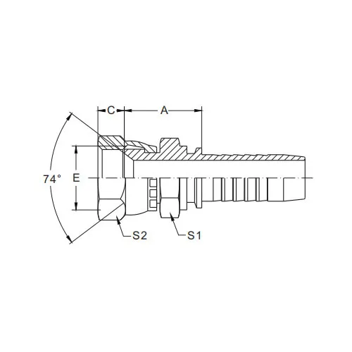 26711D JIC Femelle 74°Cone Seatdouble Hexagone