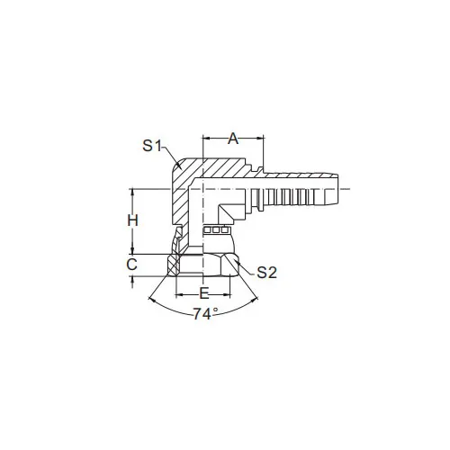 26791K Sede conica femmina corta 90°JIC 74°