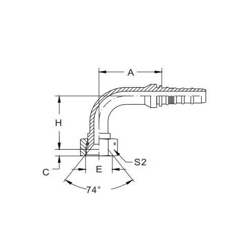 26793-W 90° JIC 암 74° 콘 시트 인터록